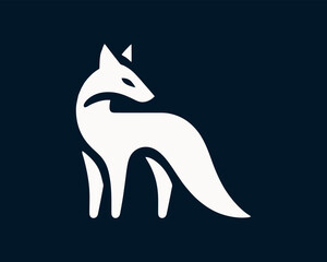 Minimal White Fox Logo Icon Modern Animal Symbol Design