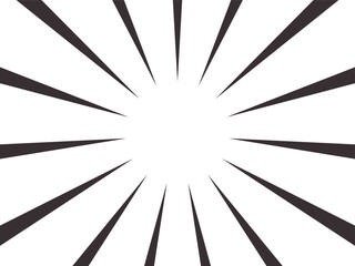 Radial burst lines in black emerging from center on white background. Ideal for comic effects, abstract highlights, energy explosions, or dynamic visual emphasis in designs.