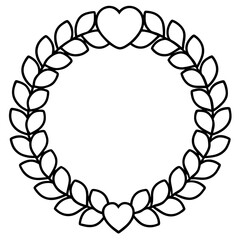 Romantic Door Wreath Outline Design