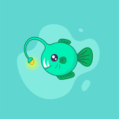 vector illustration of a funny fish character