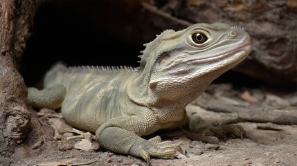 Obraz premium Boyd's Forest Dragon Portrait in Natural Habitat