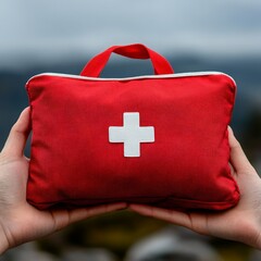 First Aid Kit with White Cross Symbol, Ready for Emergency Use