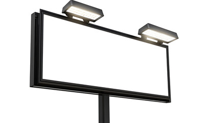 Fototapeta premium A blank billboard with three lights isolated on white background PNG. GENERATIVE AI