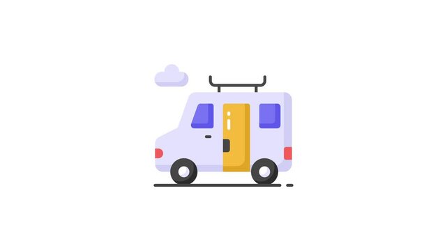 A van for traveling, grab this editable animated icon of travel van, minibus for traveling
