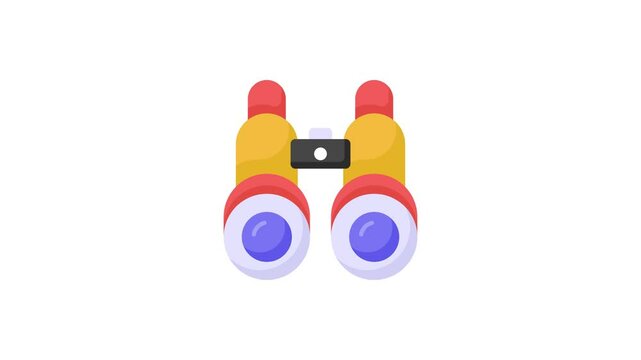 An optical instrument with a lens for each eye, used for viewing distant objects, binoculars video design in trendy style