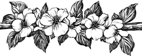 Intricate Black and White Floral Illustration