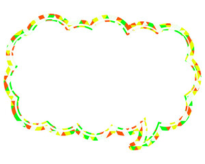 ステンドグラス風吹き出し　三角形模様　細長い雲形