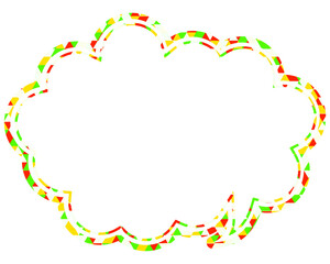 ステンドグラス風吹き出し　三角形模様　丸みのある雲形