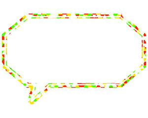 ステンドグラス風吹き出し　三角形模様　細長い八角形