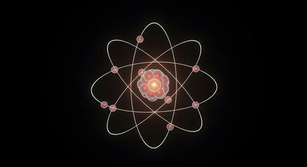 Atom Model with Orbiting Electrons Science Concept Illustration