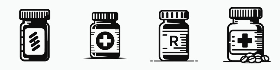 The Prescription bottle. Hospital Healthcare Clinic Treatment Symbol. Medication container vial for remedy storage secure pharmaceutical vessel.