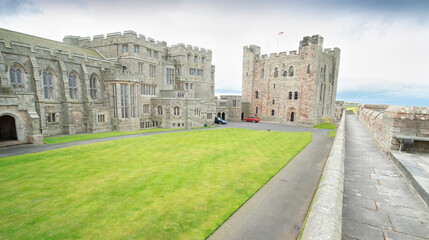The keep and King's Hall, Bamburgh castle, Northumberland, England, UK (May 2017)