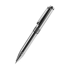 Silver pen on black and white stripes background elegant writing tool