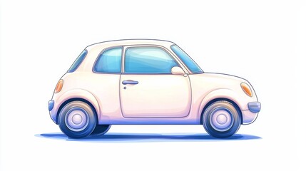 Naklejka premium Illustrative Cartoon Line Art of a Playful Pink Car with Large Windows on a White Background