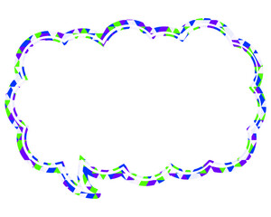 ステンドグラス風吹き出し　三角形模様　細長い雲形