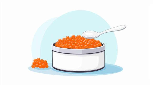orange caviar in white container with spoon clip art preview