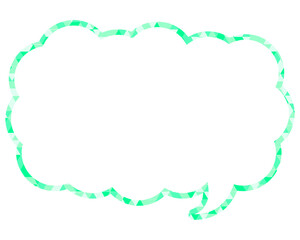 ステンドグラス風吹き出し　三角形模様　細長い雲形