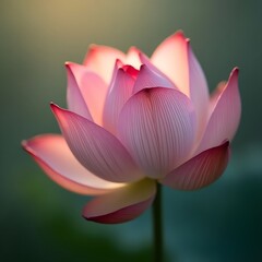 Fototapeta premium Single Tulip with Dewdrops in Early Morning Fog and Translucent Petals