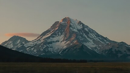 Fototapeta premium Lenticular Cloud Formation on a Snowy Mountain Peak