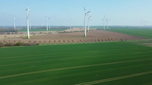 Windmills in a rural area