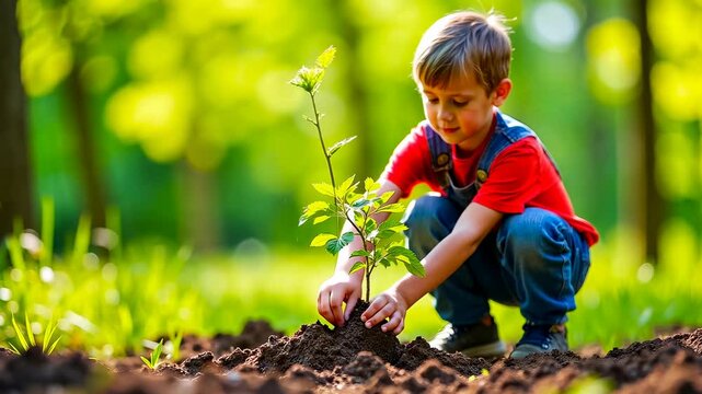 Master Children, youth gardening, plant growth. Environmental education. Roots absorb essential nutrients. Seedlings thrive in spring sunlight. Children learn ecological sustainability.