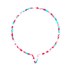 ステンドグラス風吹き出し　三角形模様　丸形の下向き