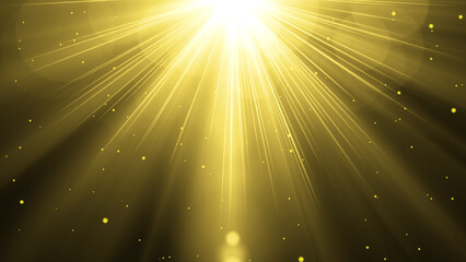 Orange light rays, sunlight lens flare glowing Isolated on Black Background