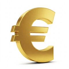 A golden euro symbol, isolated on a white background.