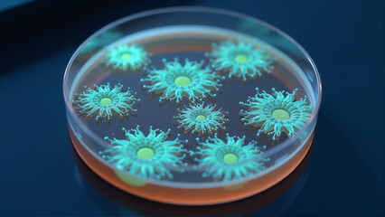 Bioluminescent Bacteria Illuminating Petri Dish