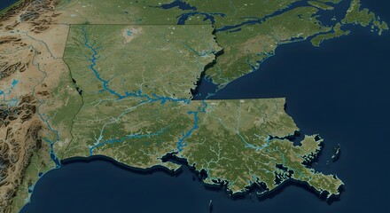 Overview of Land and Water Showing Regional Topography