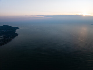 Fototapeta premium Aerial view beautiful sea surface nature background,Amazing waves texture ocean sea background