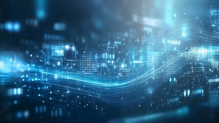 Obraz premium Abstract Digital Data Flow Network Futuristic Technology Background