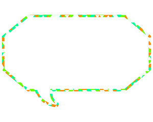 ステンドグラス風吹き出し　三角形模様　細長い八角形