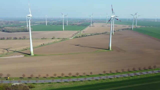 Windmills in a rural area
