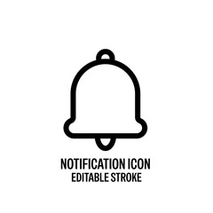 Notification Line Style Vector Icon Black with White Background Flat Design Illustration 