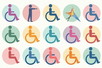 Set of diverse disability symbols, vector illustration , vector illustration, collection