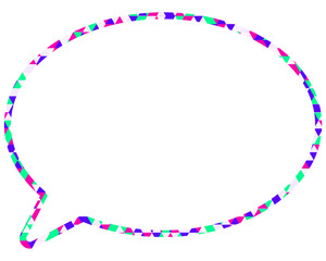 ステンドグラス風吹き出し　三角形模様　丸形