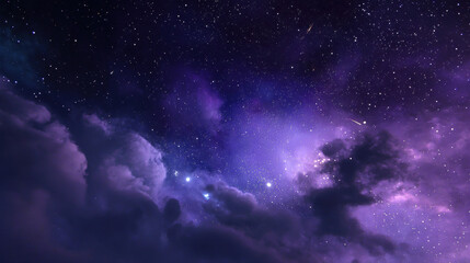 An appealing visual of cosmic purple galaxy with distant stars, ideal for creative, commercial, or editorial purposes.