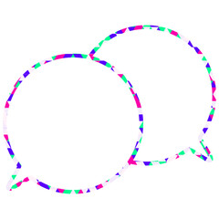 ステンドグラス風吹き出し　三角形模様　重なる会話