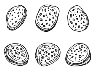 Hand-drawn Naan Bread Outline Vector Design 