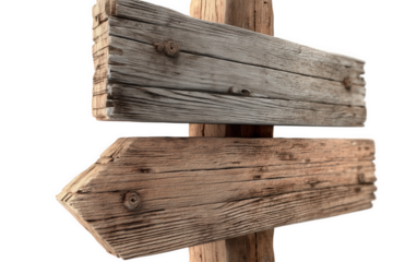 Weathered Wooden Signpost With Arrows