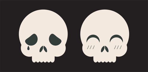 Set of skulls with expressions