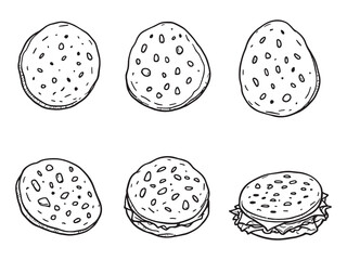 Hand-drawn Naan Bread Outline Vector Design