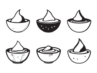 Healthy acai bowl with fruits in line art style 