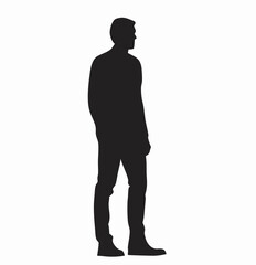 A pensive man stands silhouetted against a bright background, lost in thought, contemplating life's mysteries in stark black and white.