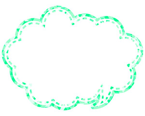 ステンドグラス風吹き出し　三角形模様　丸みのある雲形