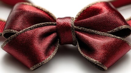 Red satin ribbon in a graceful bow, symbolizing elegance and sophistication