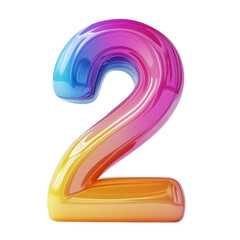 Colorful glossy number two vibrant rainbow gradient design