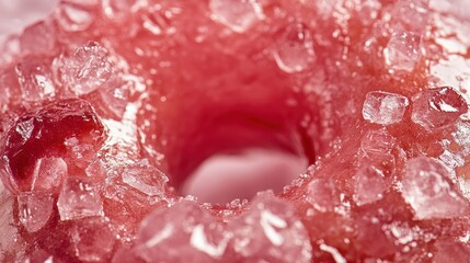 A close up macro image of a sugared ring dessert