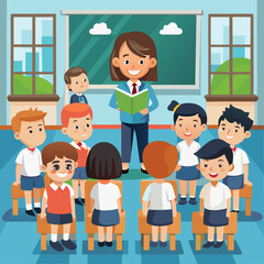 Teacher and Students in a Classroom Setting